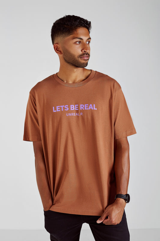 Let's Be Real Boxy T-Shirt Caramel