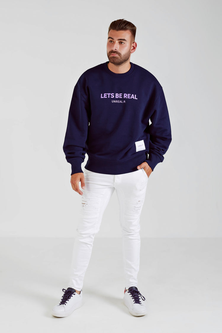 Let's Be Real Crew Neck French Navy