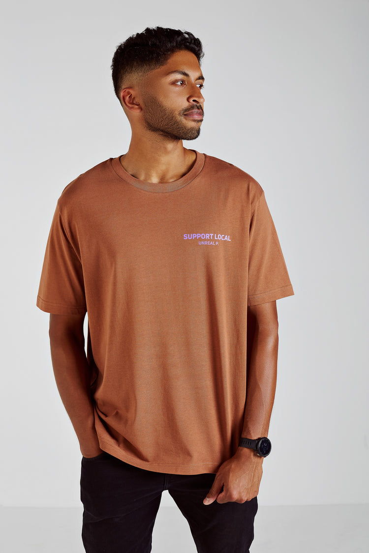 Support Local Boxy T-Shirt Caramel